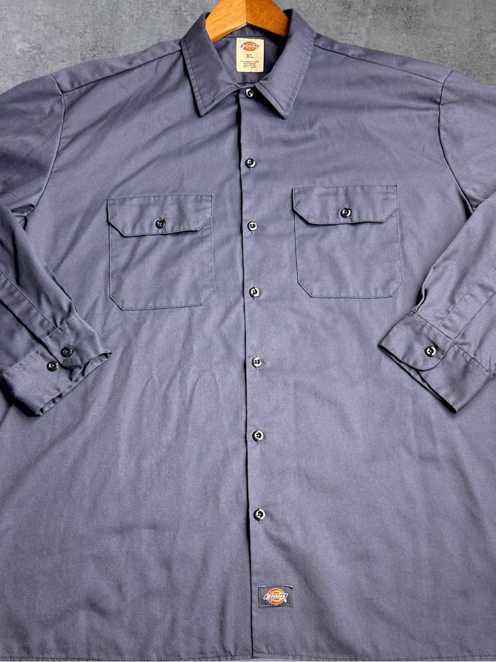 Dickies Work Shirt Mens XL Blue Long Sleeve Button Up Workwear Utility Uniform